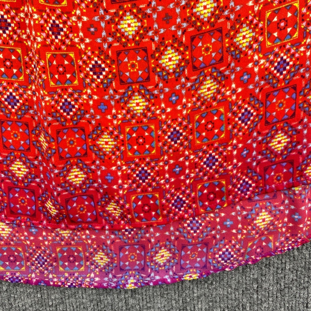 DR2 Sleeveless Blouse Womens Medium Orange Geometric Boho Chic Summer Art Color - Picture 7 of 9